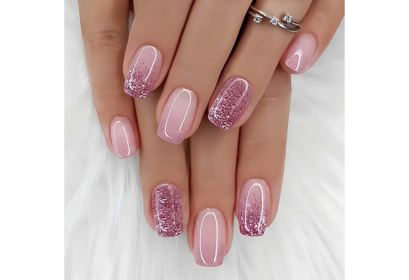 trends for living Kunstfingernägel Press on Nägel Set 24-teilig mit Jelly Kleber und Nagelfeile, 24-tlg. von trends for living