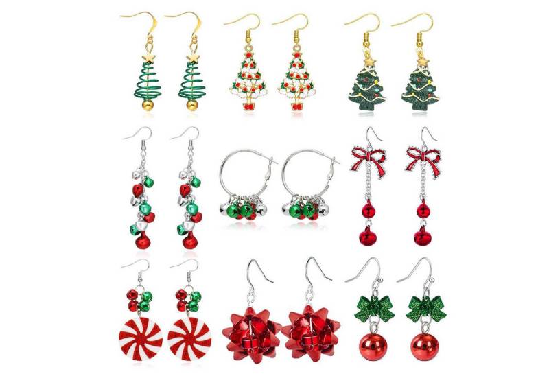 trends for living Ohrhänger-Set 9 Paare Ohrringe Weihnachten Set für Damen Hängend Weihnachtsohrringe (9-tlg) von trends for living