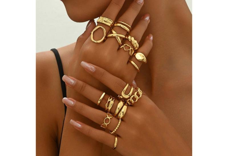 trends for living Ring-Set 16er offenes Ring-Set in Herzform Damen mit einzigartigem Design (16-tlg) von trends for living