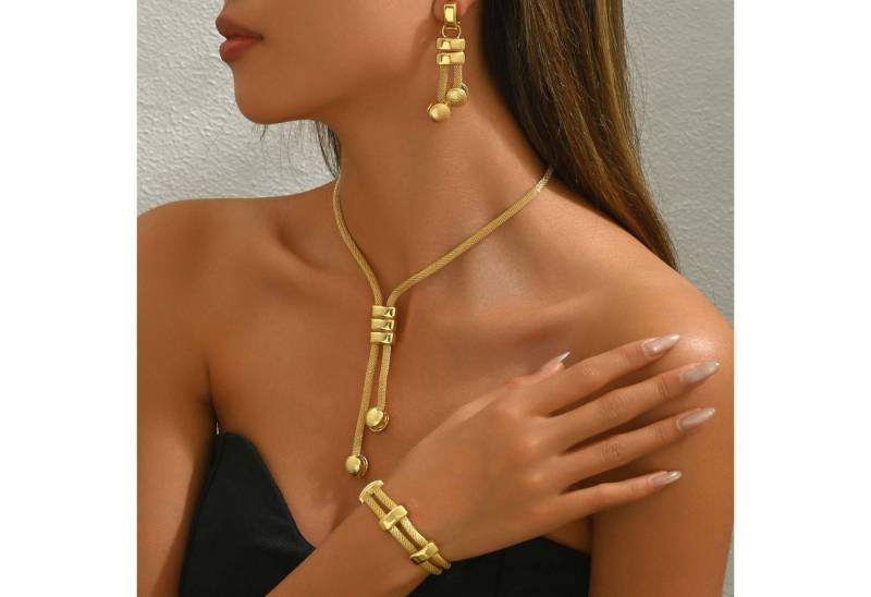 trends for living Schmuckset Schmuckset: Lange Halskette geometrische Quastenohrringe Armband von trends for living