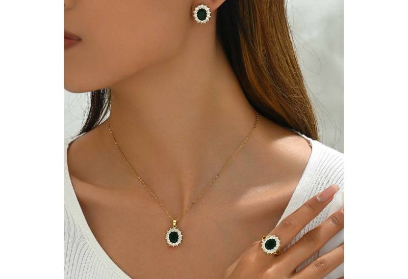 trends for living Schmuckset Vintage Ring Ohrring und Halskettenset hochwertiges Zirkon-Schmuckset von trends for living