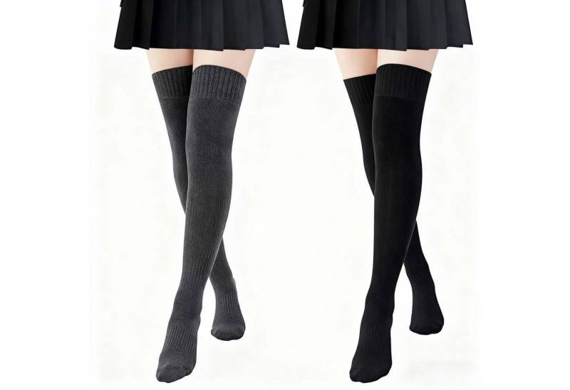 trends for living Socken 2Paar Kniestrümpfe Damen Overknee Strümpfe Overknee Socks Wintersocken (2-Paar) von trends for living