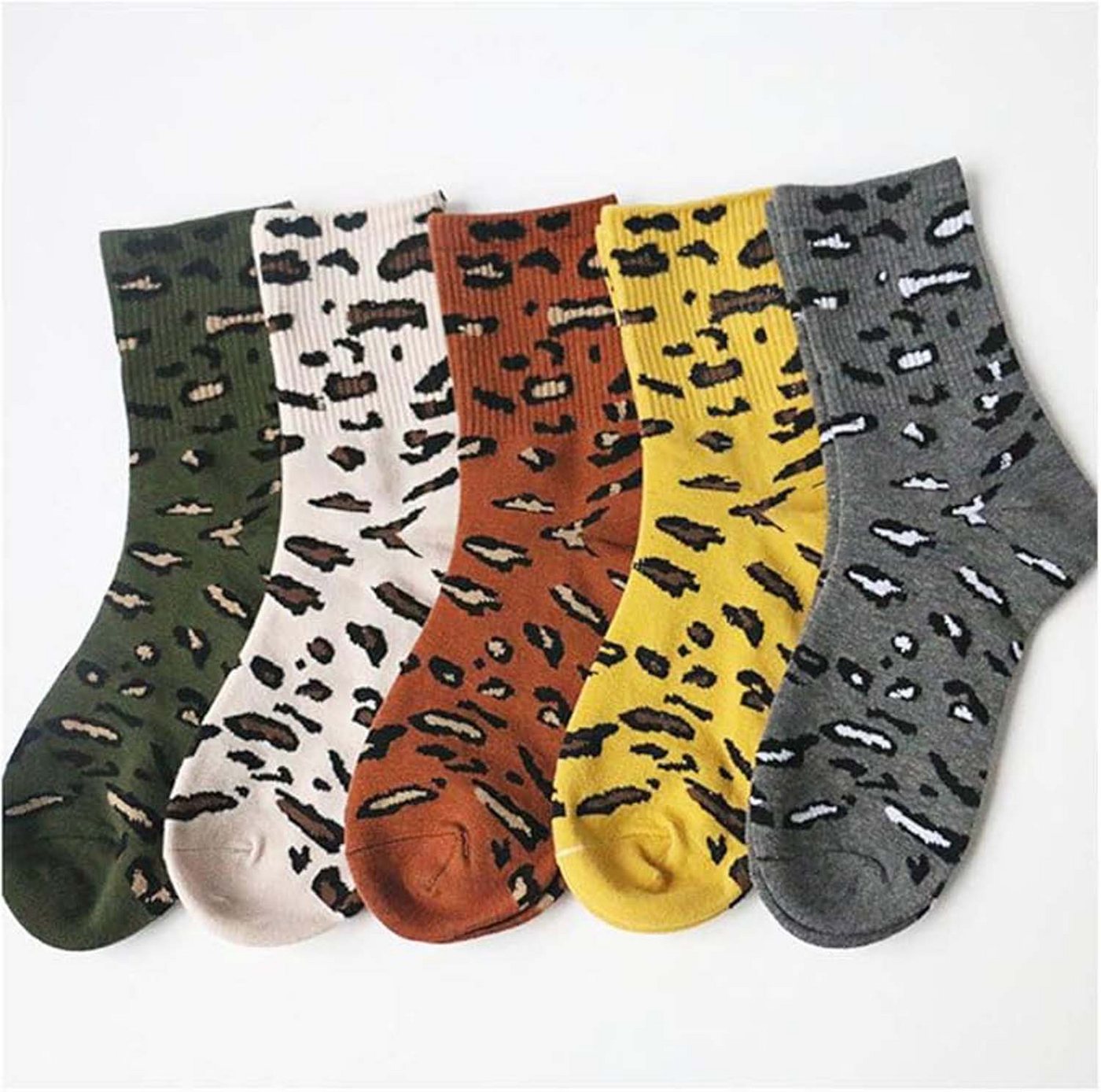 trends for living Socken 5 Paar Damen Wintersocken Leopard Print Weiche warme Cotton Socken (5-Paar) von trends for living