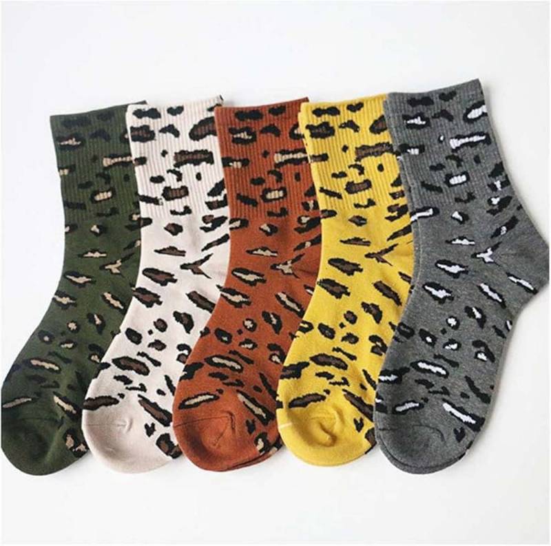 trends for living Socken 5 Paar Damen Wintersocken Leopard Print Weiche warme Cotton Socken (5-Paar) von trends for living