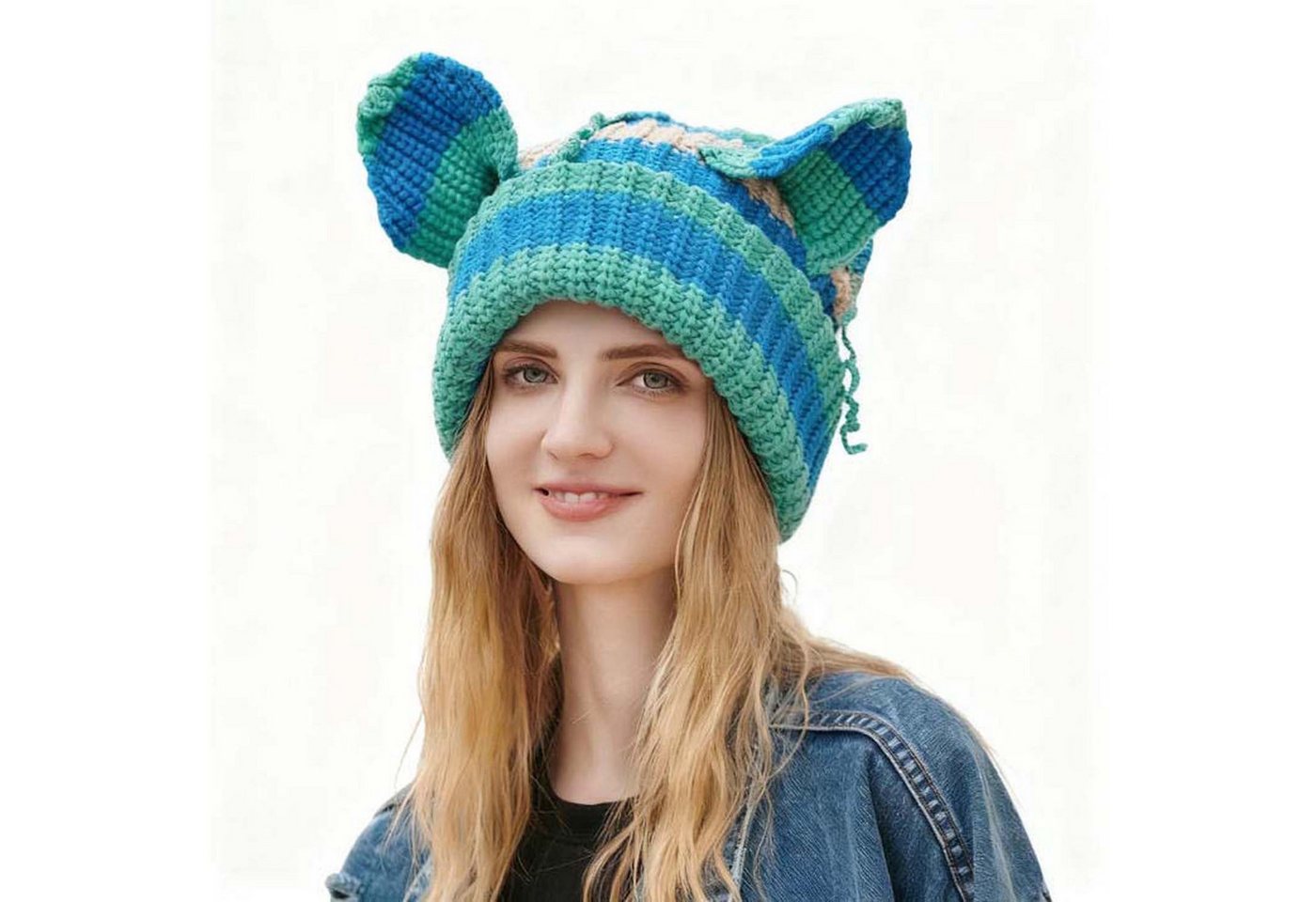 trends for living Strickmütze Damen Winter warme Strickmütze, Katzenohr-Mütze, verdickte Strickmütze von trends for living