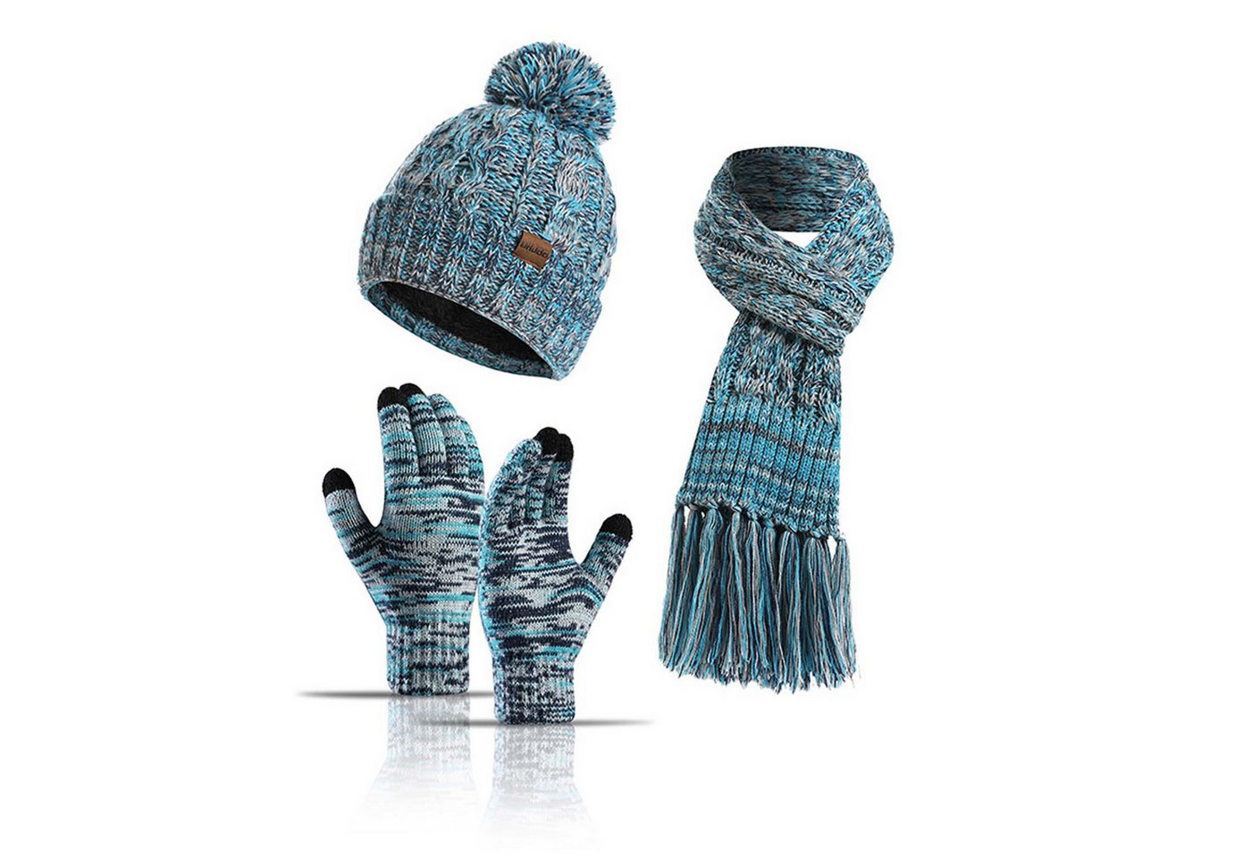 trends for living Strickmütze Winterwarmes Weihnachts 3-teiliges Melange Gestrickt Damen Unisex von trends for living