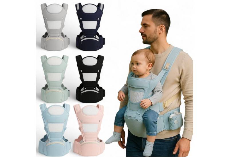 trends for living Tragetuch Babytrage mit Hüftsitz 6-in-1 Tragesystem für Neugeborene Verstellbar von trends for living