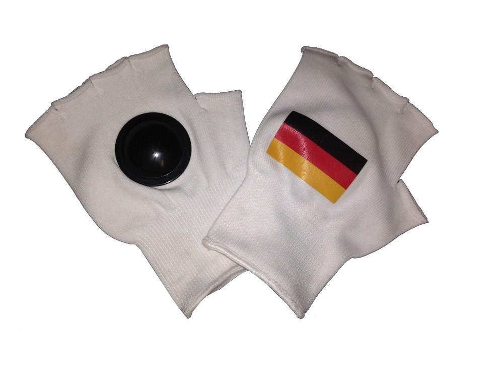 trends4cents Trikot-Handschuhe Clip-Clappers Klatsch Handschuhe m. Deutschland Fahne Gr. Uni in der Handfläche eingenähte Hartplastik-Halbkugeln von trends4cents