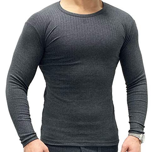 warmes langärmliges Thermo-Shirt für Herren in Anthrazit aus Baumwolle Unterhemd Größe S M L XL XXL 3XL (M) von trends4cents