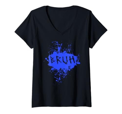 Damen Bruh Lustiger Spruch Meme Bro Boy Mädchen Kinder Jugend Teenager Slang T-Shirt mit V-Ausschnitt von trendy Funny Sayings Bruh Meme Video Game co.