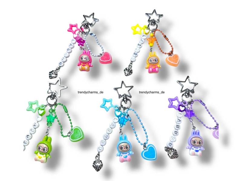 Labubu Anhänger Keychain Charm| Personalisierbar | Kawaii-Anhänger Bunt Mit Stern Und Zucker Herz| Schlüsselanhänger Monster Figur Süß Labubu Anhänger Keychain Charm| Personalisierbar | Kawaii-Anhänger Bunt Mit Stern Und Zucker Herz| Schlüsselanhänger Monster Figur Süß von trendycharmsde