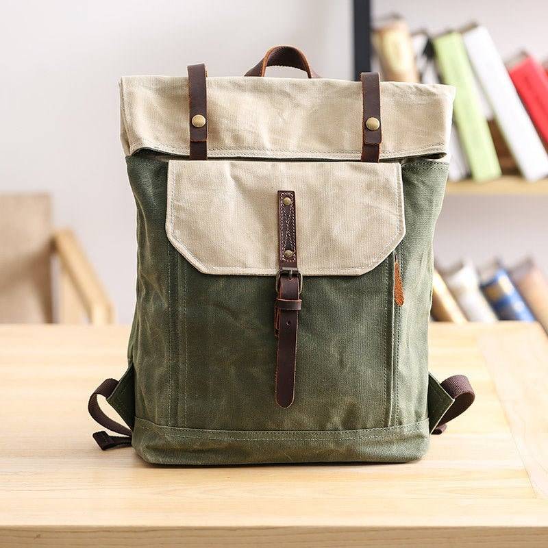 Gewachster Canvas Reiserucksack Schulrucksack 15.6 "' Laptop Rucksack Unisex Täglicher Weekender Wanderrucksack Weihnachtsgeschenk von trendyhandmadestudio