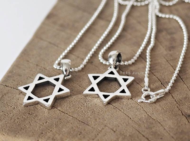 Kette Mit Anhänger, Davidstern, 925Er Silber, Kugelkette 1, 5mm, 50 cm, Jüdisch, Magen David von tresjulieHamburg