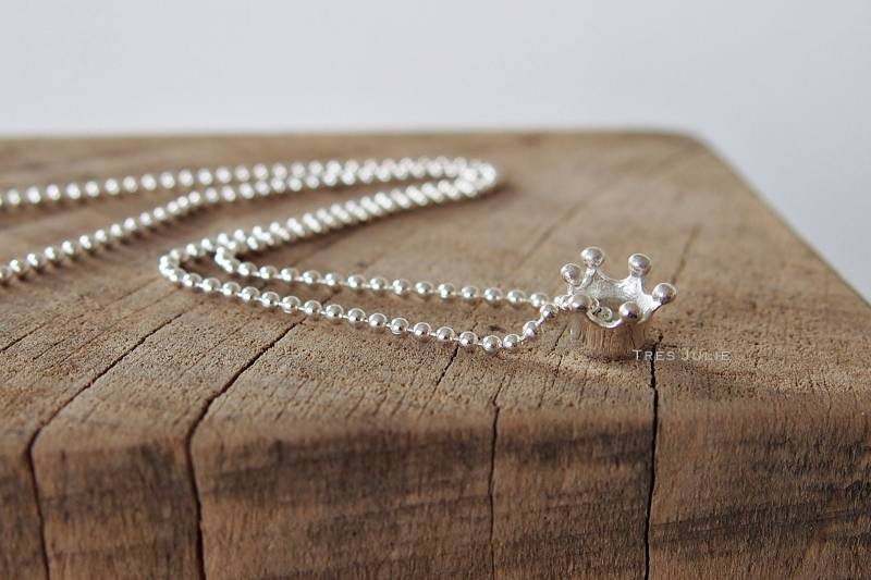 Kurze Kette, 42 cm Mit Krone, 925Er Silber, Krönchen, Kugelkette, Kronenanhänger, Silberkrone, Kronenkette, Königstochter von tresjulieHamburg