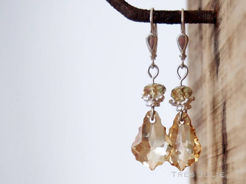 Ohrringe, 925Er Silber, Glastropfen, Barocktropfen, Krone, Krönchen, Kristallschliffperlen, Königstochter von tresjulieHamburg