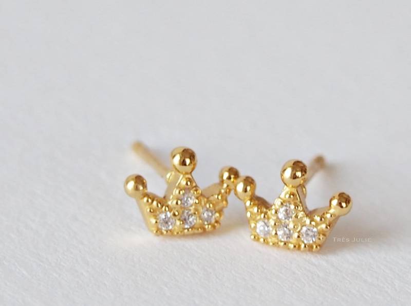 Ohrringe, 925Er Silber, Stecker, Krone, Königstochter, Daughter Of The King, Prinzessin, Krönchen, Vergoldet von tresjulieHamburg
