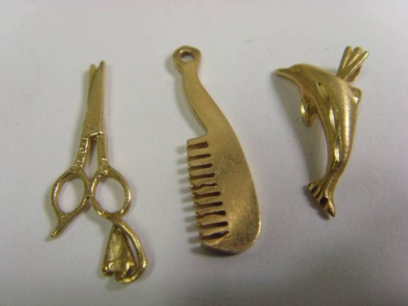 14K Gold Charm Anhänger Vintage Hair Salon, Delphin, Steampunk 14K Gold Charm Anhänger Vintage Hair Salon, Delphin, Steampunk von tribalbeadsandarts