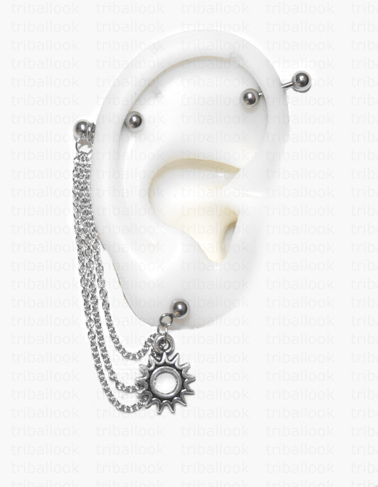 Industrial Barbell, Piercing, Schmuck, Bar Ohrring, Piercing Kette, Sonne | M6 Industrial Barbell, Piercing, Schmuck, Bar Ohrring, Piercing Kette, Sonne | M6 von triballook