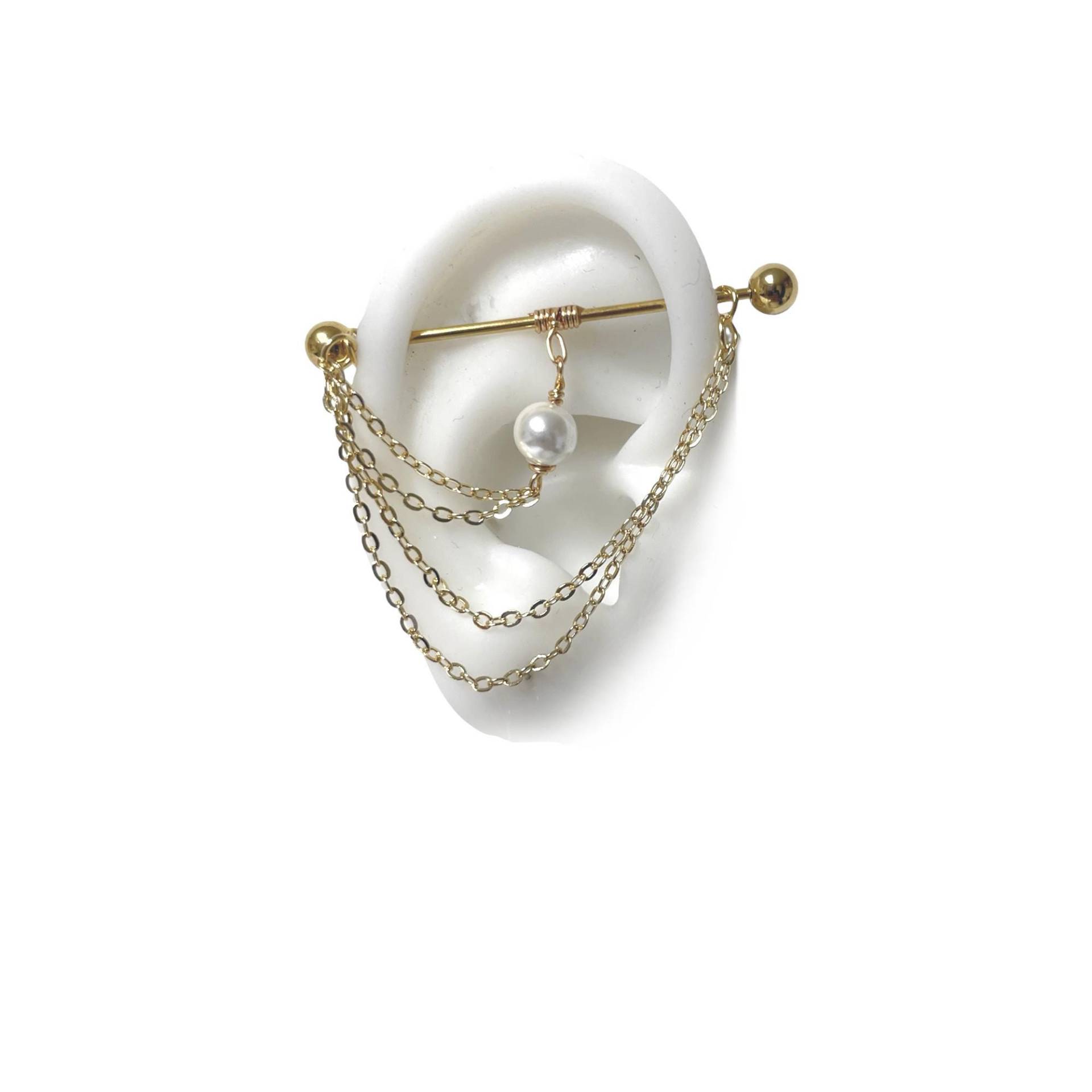 Industrial Barbell, Piercing, Schmuck, Bar Ohrring, Piercing Kette, Süßwasserperle | M9 2+Courters Industrial Barbell, Piercing, Schmuck, Bar Ohrring, Piercing Kette, Süßwasserperle | M9 2+Courters von triballook