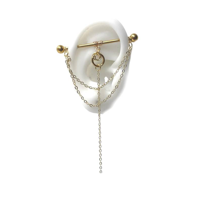 Industrie Piercings, Barre Industries Mit Ketten Und Gold Filled 14 Karat | Oder M19 von triballook