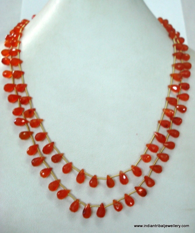 145 Ct Karneol Edelstein Halskette Tropfen Strang Indien von tribalsilver99