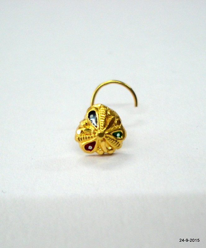 18Kt Gold Traditionelles Design Nase Stud Nosepin Rajasthan Indien von tribalsilver99