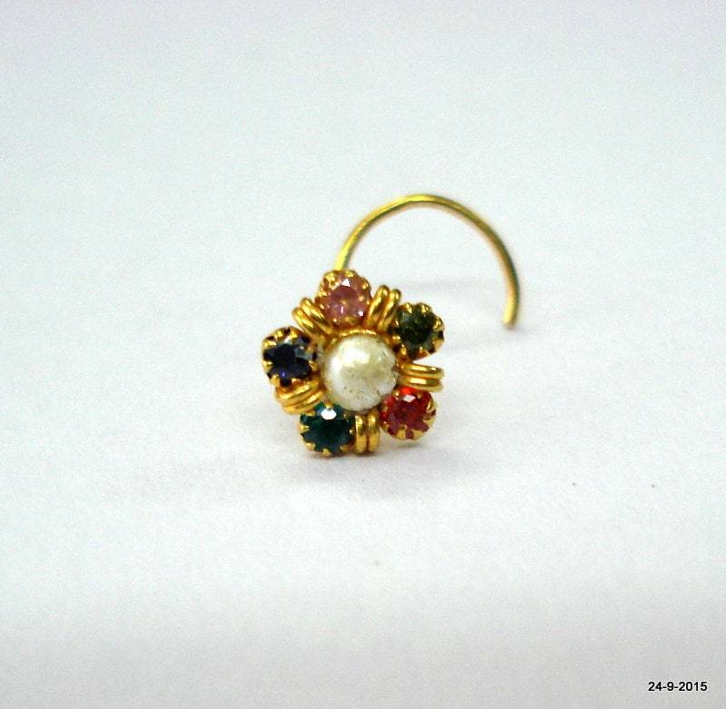 18Kt Gold Traditionelles Design Nase Stud Nosepin Rajasthan Indien von tribalsilver99