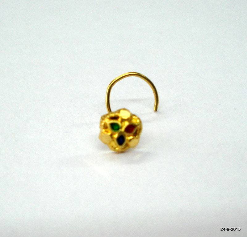 18Kt Gold Traditionelles Design Nase Stud Nosepin Rajasthan Indien von tribalsilver99
