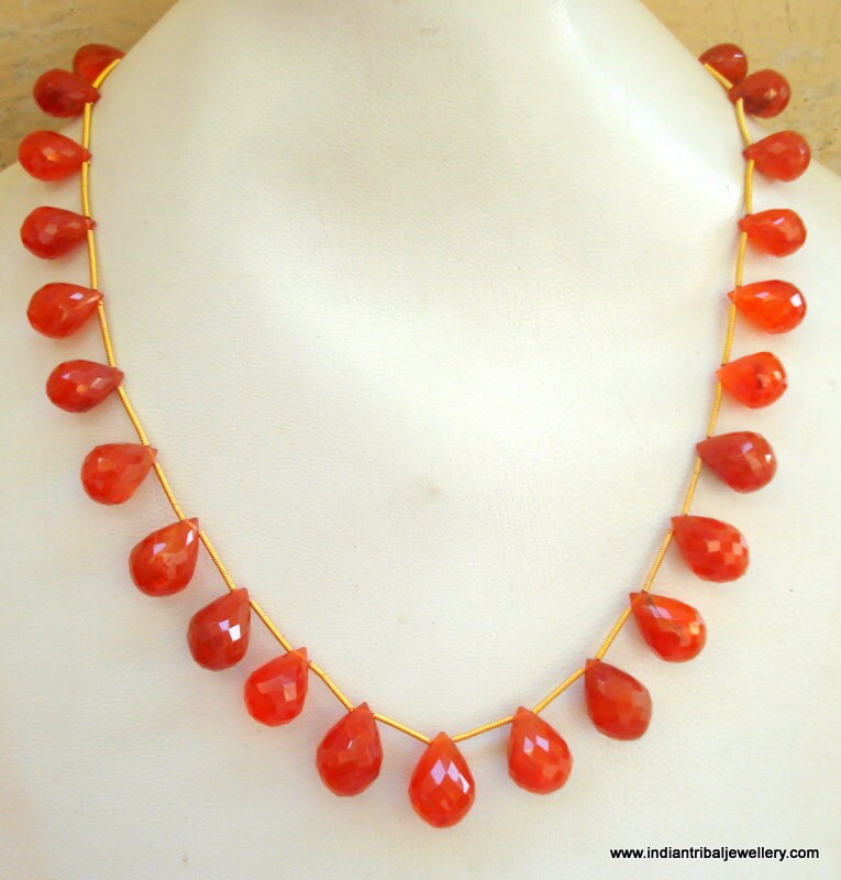 190 Ct Karneol Edelstein Perlen Tropfen Kette Strang von tribalsilver99