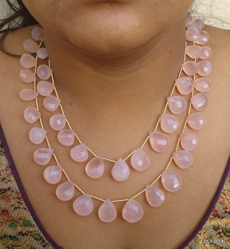 Halskette Schreiben Rosenquarz Facettierte Perlen Strang 2 von tribalsilver99