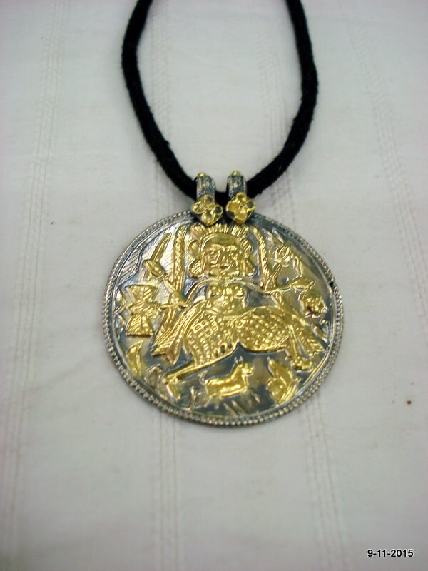 Silberkette Anhänger Gold Vermeil Hindugott Göttin Amulett von tribalsilver99