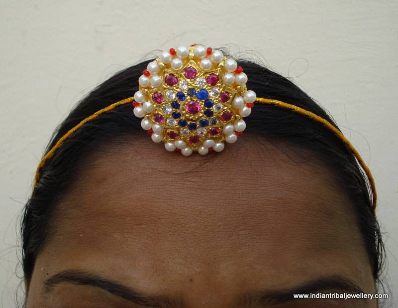 Sterling Silber Gold Vermeil Gild Kopf Stück Ornament Tika Rakhdi Bor von tribalsilver99