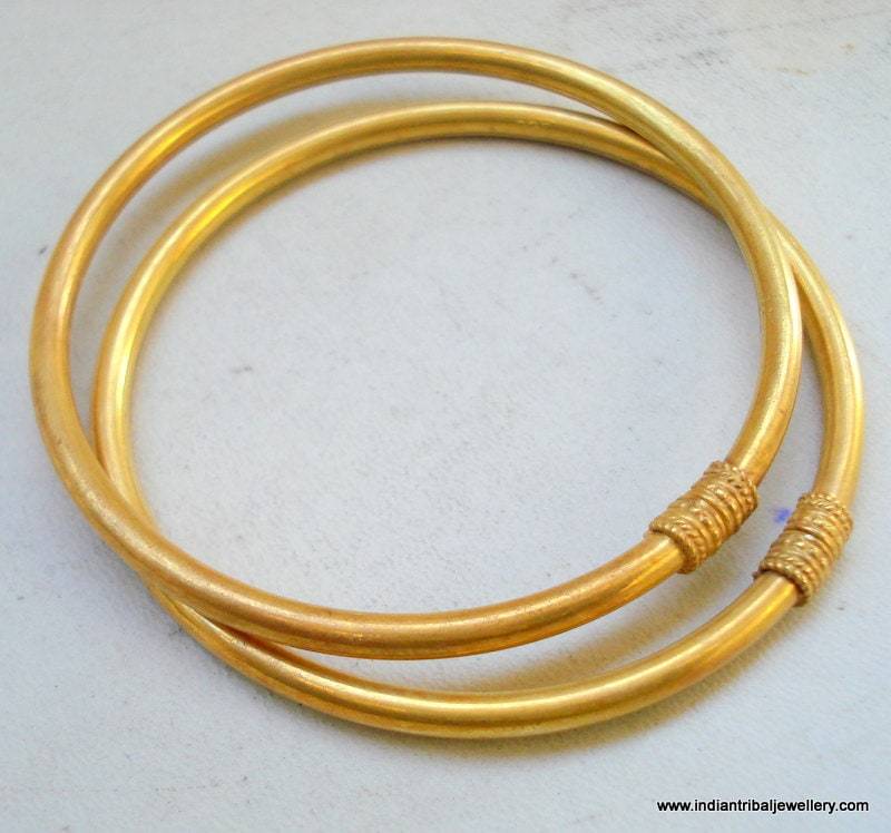 Traditionelles Design Gold Vergoldet Silber Armreif Set Schmuck von tribalsilver99