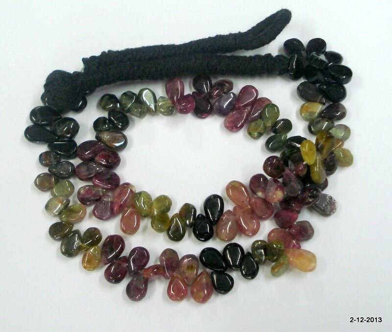 Turmalin Edelstein Tropfen Perlen Halskette Strang Rajasthan Indien von tribalsilver99