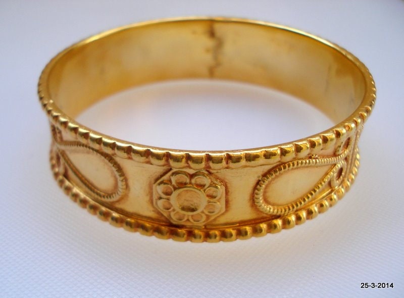 Vintage Antik Gold Vermeil Gold Vergoldet Silber Armband Armreif Alten Stammes-Manschette Vintage Antik Gold Vermeil Gold Vergoldet Silber Armband Armreif Alten Stammes-Manschette von tribalsilver99