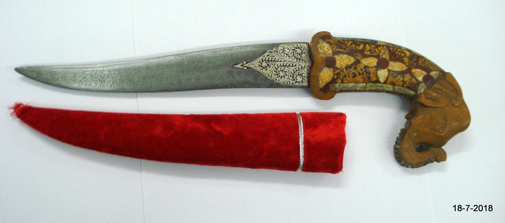 Vintage Damast-stahl Klinge Messer Dolch Holzgriff Elefantenkopf von tribalsilver99