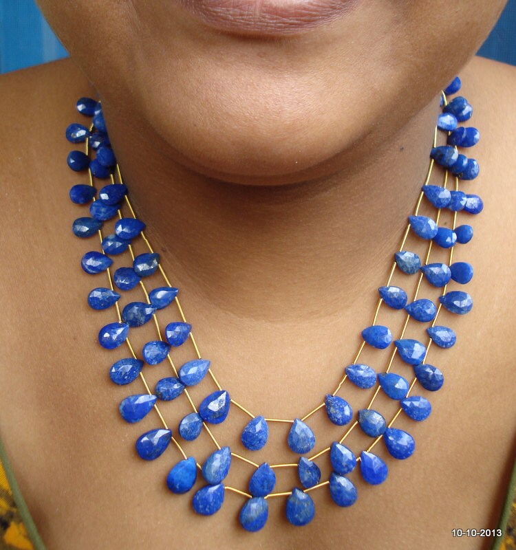 Vintage Lapislazuli Facettierte Perlen Schreiben Halskette Aktionsbereich 3 von tribalsilver99