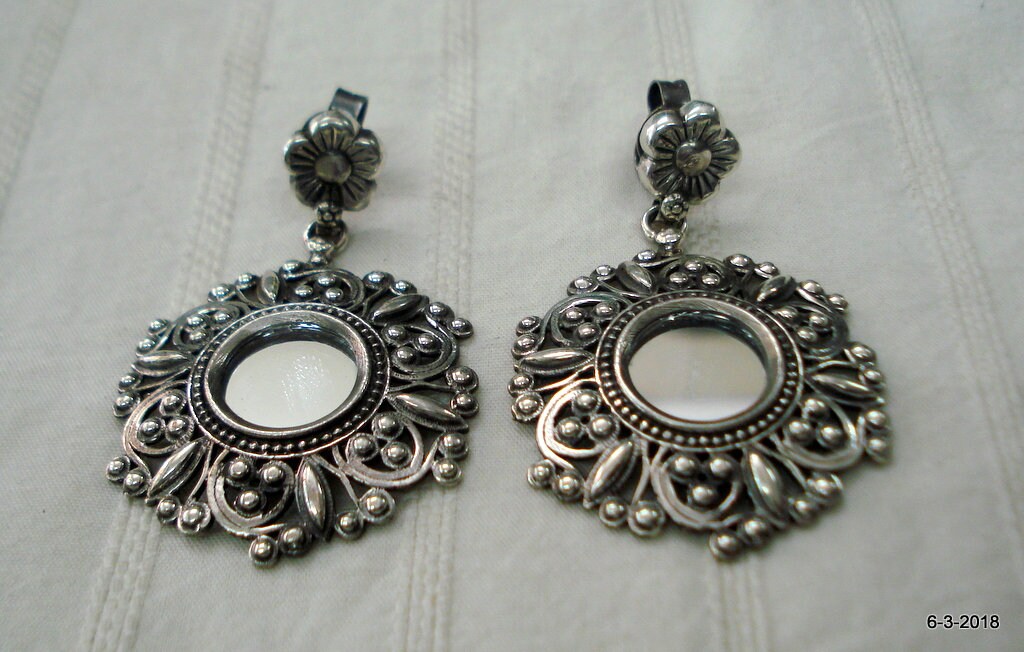 Vintage Ohrringe Sterling Silber Spiegel Ohrstecker von tribalsilver99