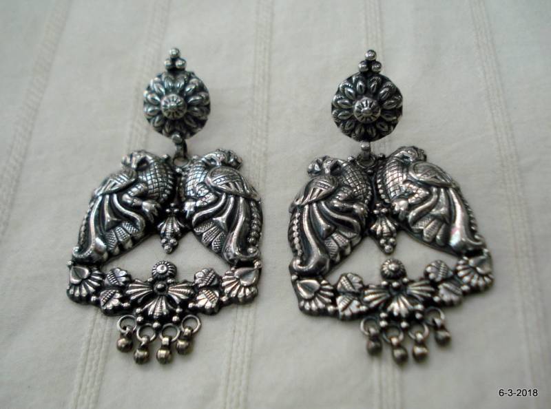 Vintage Ohrringe Sterling Silberohrringe Pfau Design-Ohrringe Ohrstecker von tribalsilver99