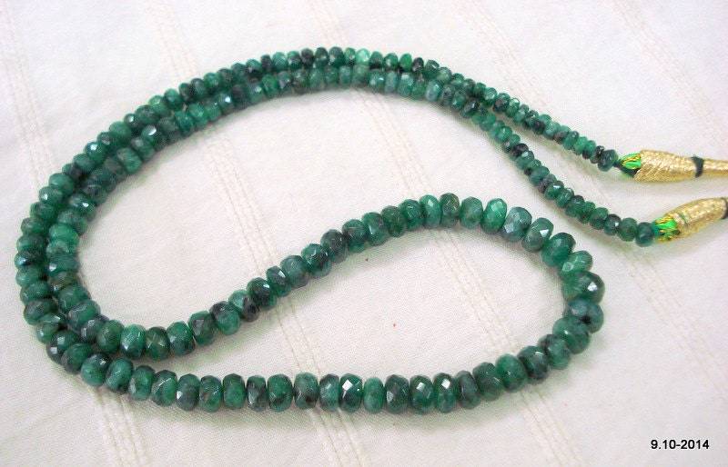 Vintage Smaragd Edelstein Perlen Halskette Strand Mala Indien von tribalsilver99