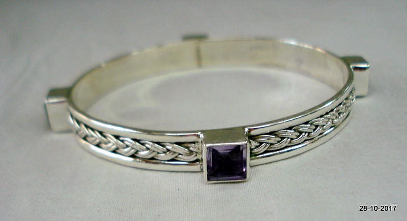 Vintage Sterling Silber Armband Armreif Edelstein Handarbeit von tribalsilver99