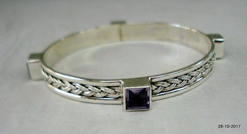 Vintage Sterling Silber Armband Armreif Edelstein Handarbeit von tribalsilver99