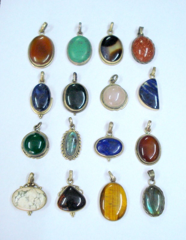 Vintage Sterling Silber Edelstein Schmuck Anhänger Menge 16 Stk von tribalsilver99