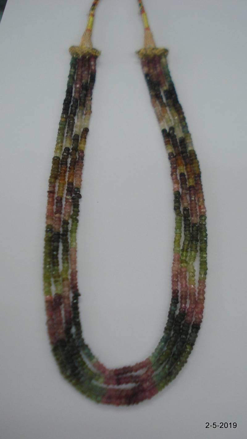 Vintage Turmaline Edelstein Facettierte Perlen Halskette Strang 4 Linie India von tribalsilver99
