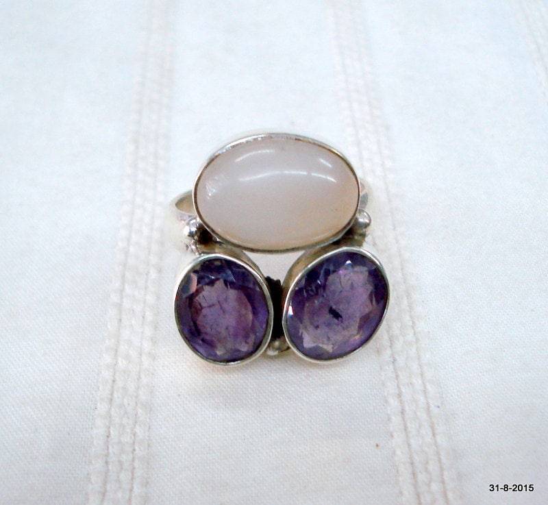 sterling 925Er Silber Ring Amethyst Und Mond-Edelstein-Ring von tribalsilver99