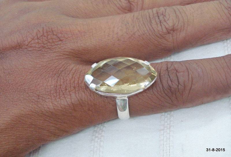 sterling 925Er Silber Ring Gelbe Citrin Edelstein Cocktail Handarbeit von tribalsilver99