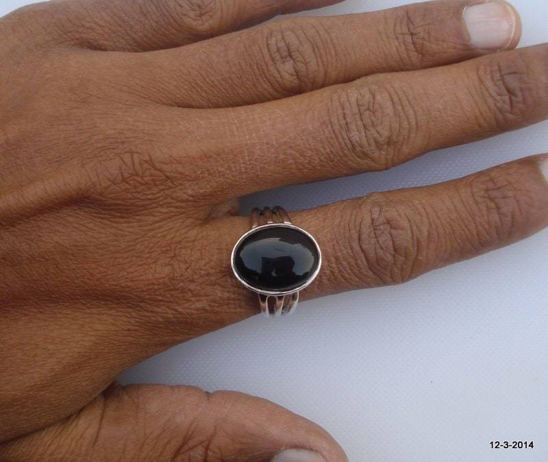 sterling 925Er Silber Ring Schwarz Onyx Edelstein Cocktail Handgefertigt von tribalsilver99