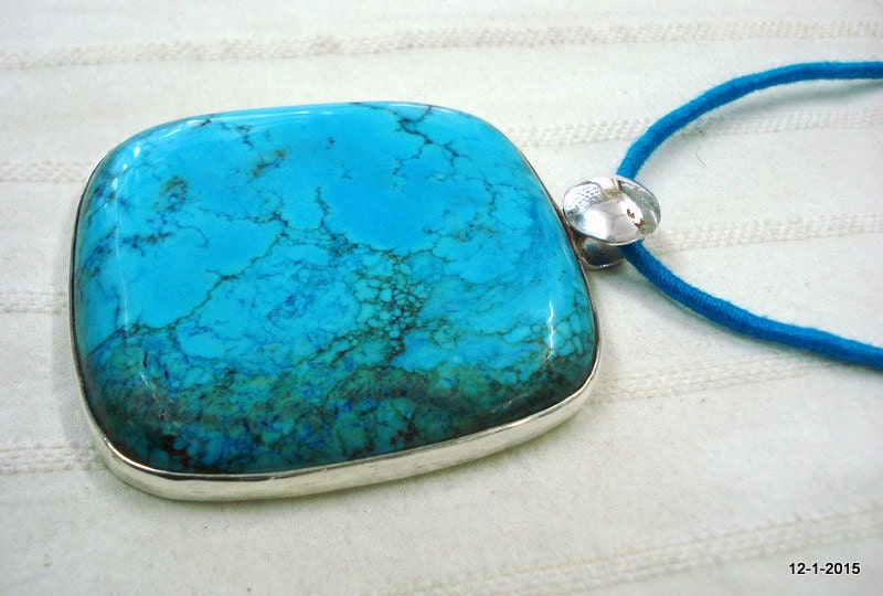 sterling Silber Anhänger Halskette Türkis Edelstein Große sterling Silber Anhänger Halskette Türkis Edelstein Große von tribalsilver99