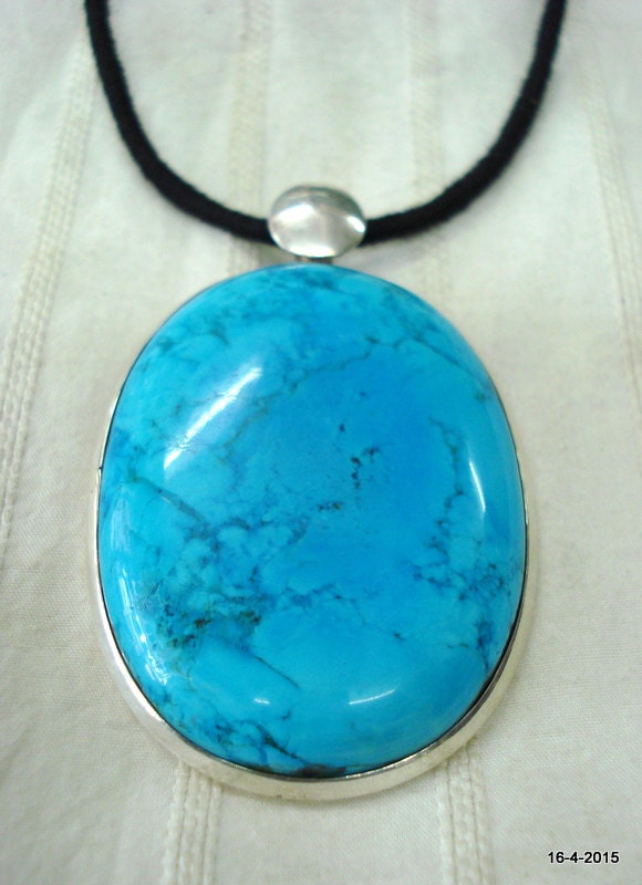 sterling Silber Anhänger Halskette Türkis Edelstein von tribalsilver99