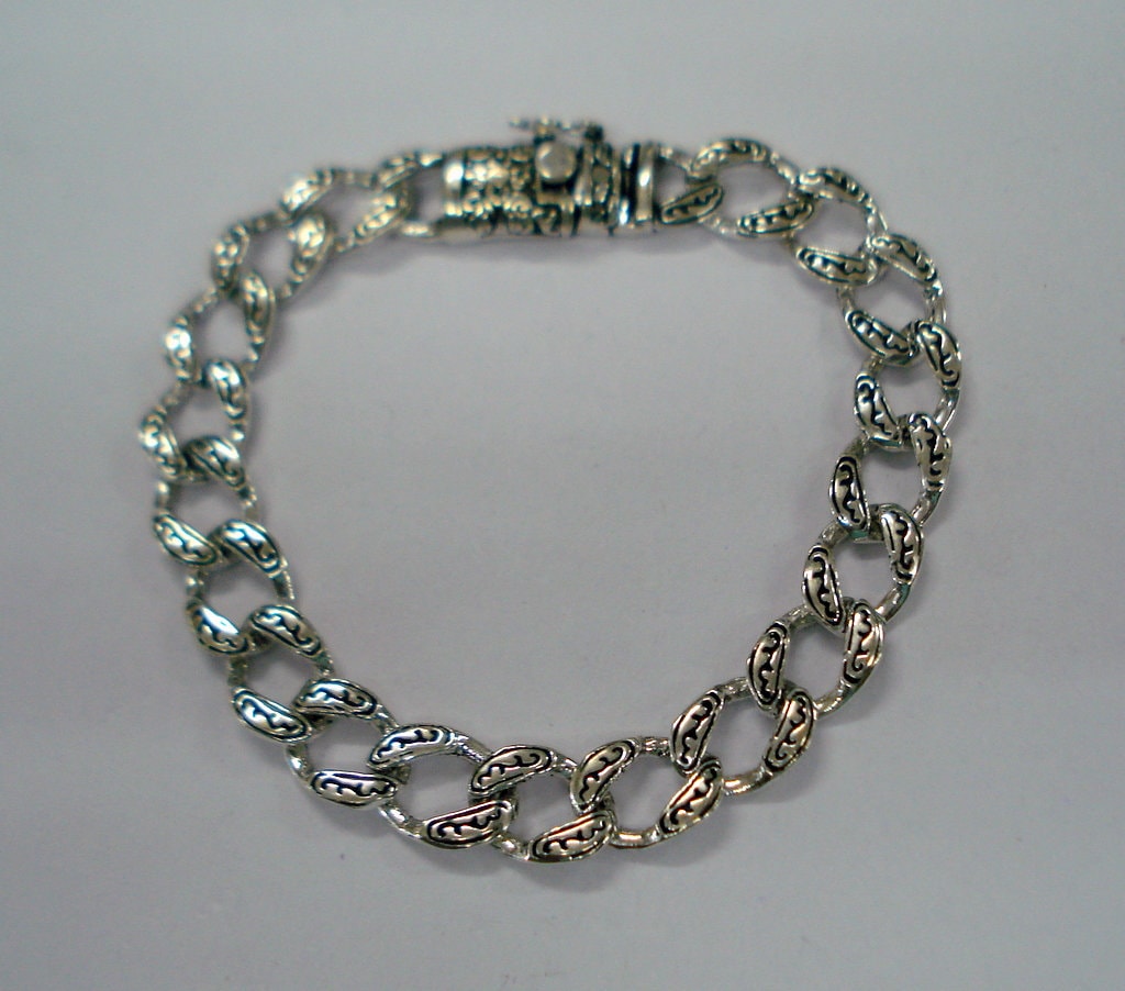 sterling Silber Armband Manschette Handgefertigten Unisex Schmuck Kettenarmband von tribalsilver99